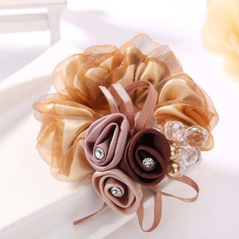 Korean Style Flower Hair Band Organza Circle Headband High-end Fabric Hair Accessories Rubber Band Female Headband Accessories