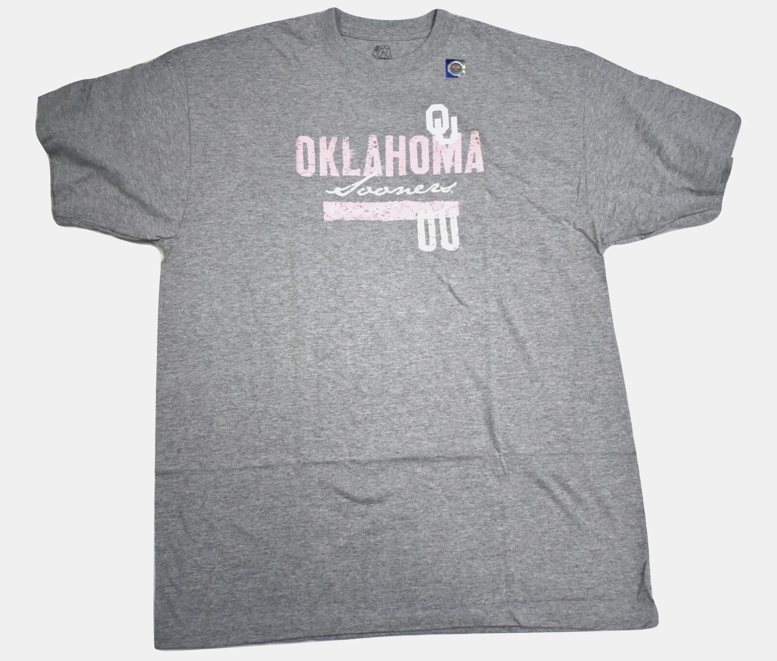 J America Mens Womens Unisex Oklahoma Sooners OU Gray Pink Shirt New S, XL XL