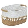 A84E-Woven Cotton Rope Boho Style Clothes Storage Basket 38X26x22cm Bin For Books Plants Treats
