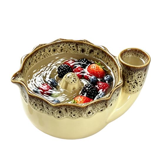 Multifunctional Kitchen Basin Ceramic Berry Bowl with Strainer Holes, Self-Spinning Vortex Design, Fruit Washing Rinse for Berries Vegetables Colander