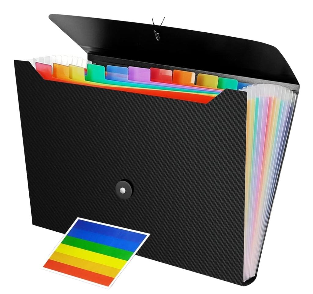 A4 PP File Folder with Tabs & Accordion 13 Pockets Buckle Closure Customizable Document Organizer for School & Office