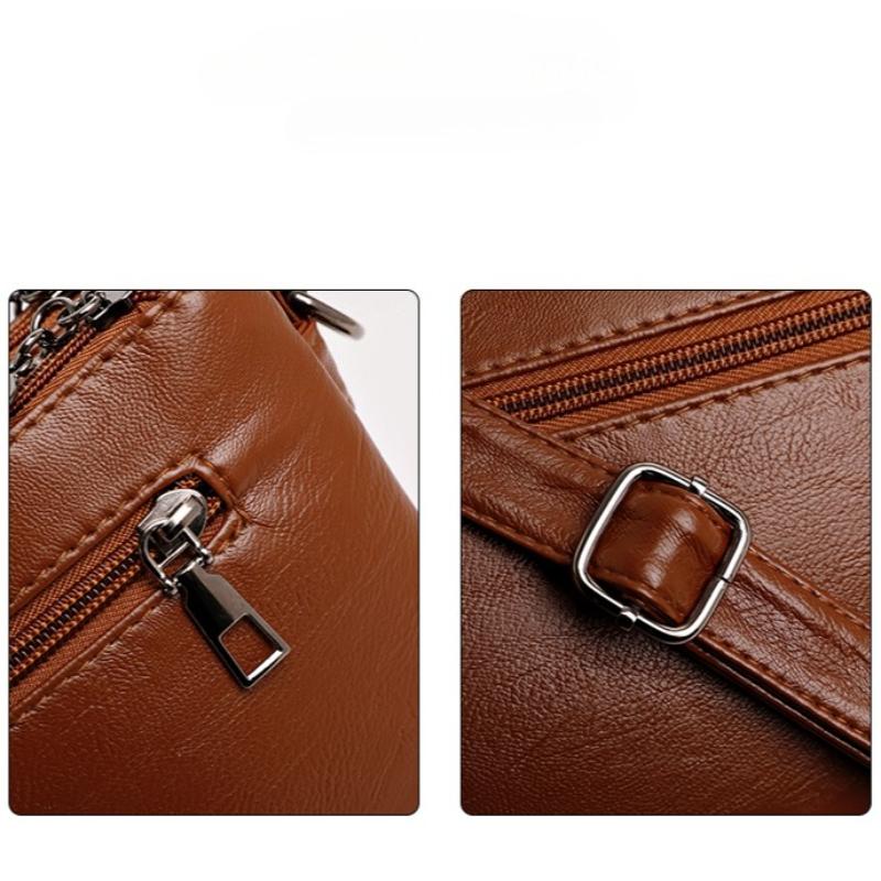 Vintage PU-Leder Mini-Tasche mit zwei Reißverschlusstaschen, Crossbody-Tasche, vielseitige Handgelenktasche für Einkäufe, den Alltag und Wochenendausflüge