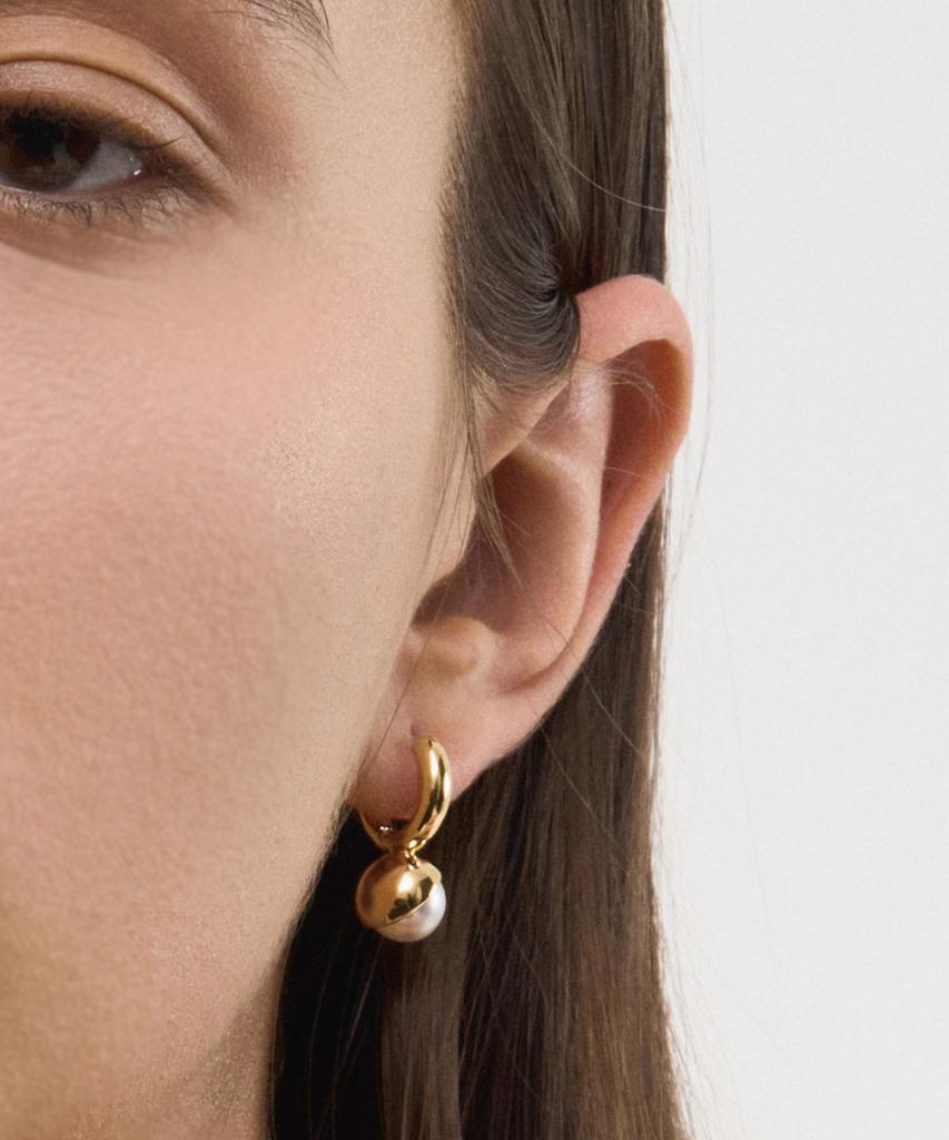 Lisse [925 Silver] Dot Pearl Hoop E