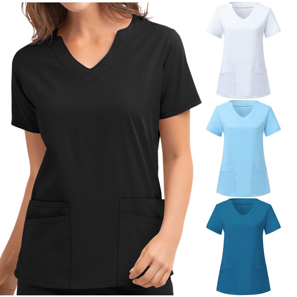 Kurzarm-Tops für Damen mit V-Ausschnitt und Arbeits-T-Shirts