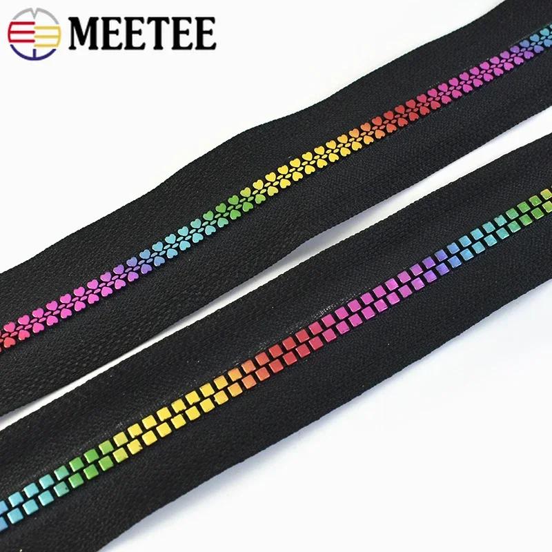 1/2Pcs 5# Resin Zip 15-80cm Open / Close End Auto Lock Zippers Rainbow Teeth Zipper Bag Coat Repair Kits Zips Sewing Accessories