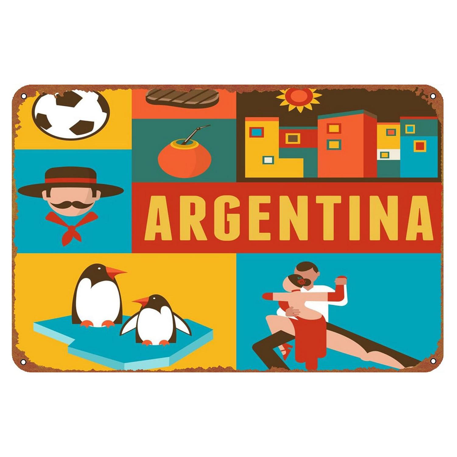 

Metal Tin Sign Argentina Buenos Aires Wall Decoration Plaque Vintage Poster Iron Painting for Man Cave Home Cafe Garden Club Bar 20x30cm（7.8x11.8inch）