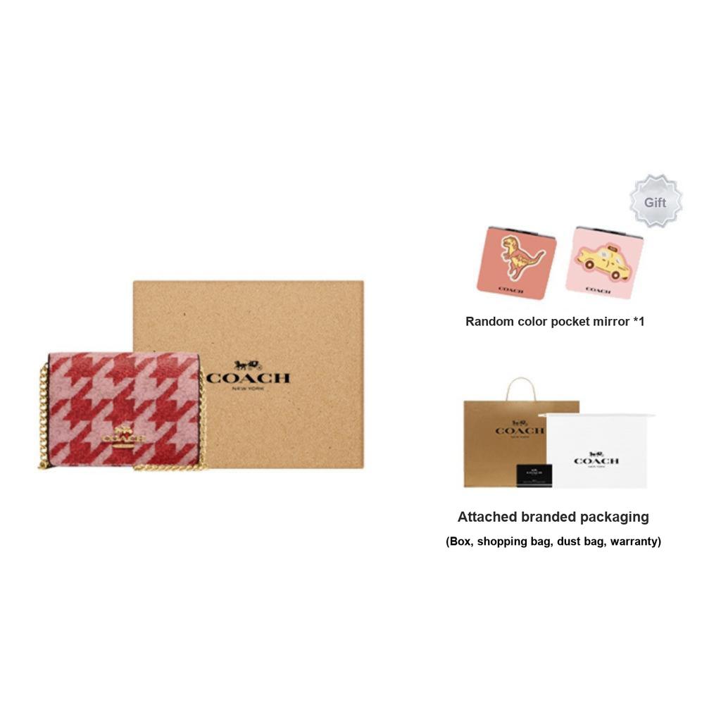 New COACH Canvas With Leather Square Bag Wallet Mini Women's Red CJ679-IMVRY