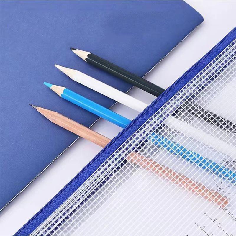Mesh Zipper Pouch Document Bag A4/A5 Waterproof Zip File Folders Pen Bag Storage Bags School Office Supplies Document Folder TMZ