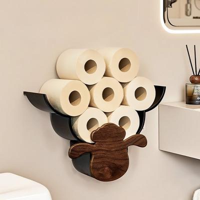 Vintage Bathroom Tissue Holder Sheep Storage Rack Wholesale Wall-Mounted Punch-Free Toilet Paper Shelf for Bathroom Roll Paper