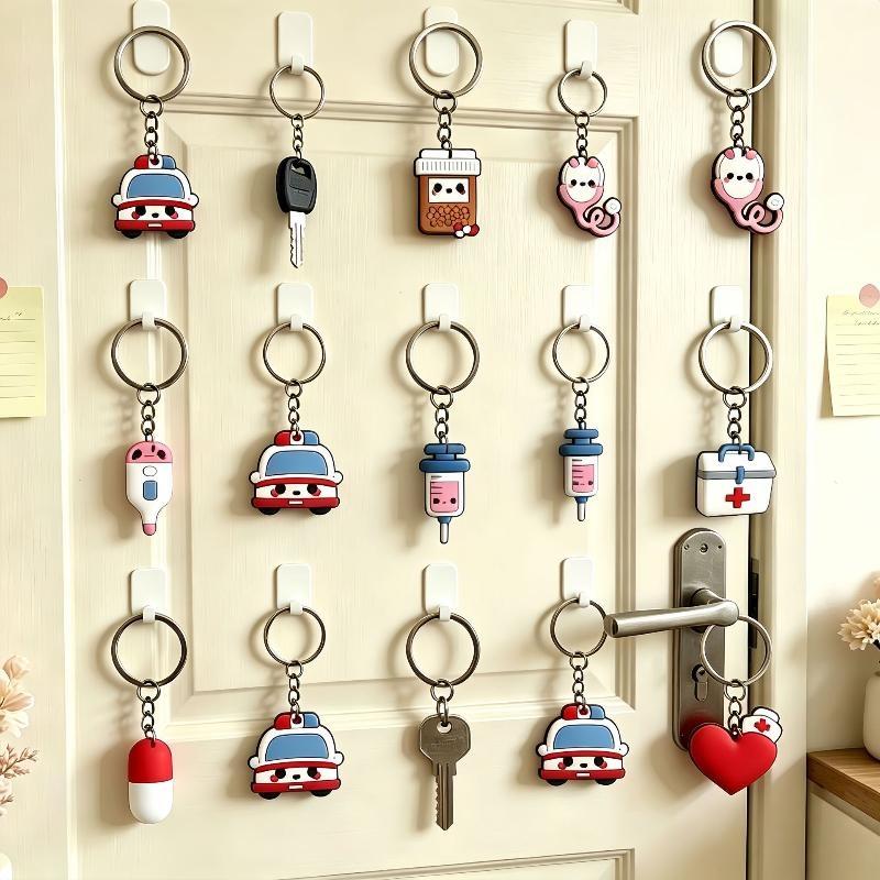 Cute Medical Themed Silicone Keychains With Blank Label Tags Lovely Cartoon Designs For Nurses Doctors Gifts Daily Use