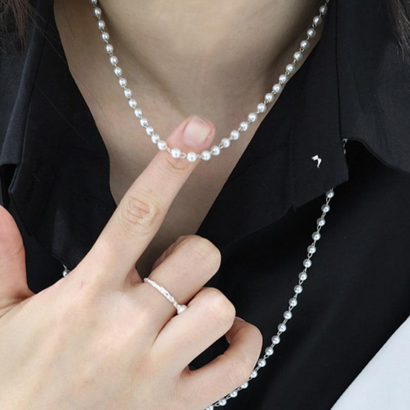 Ctwins SURGICAL STEEL PEARL CHAIN NECKLACE(middle)