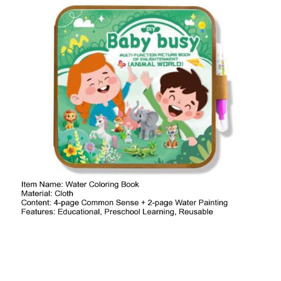Çocuklar İçin Boyama Kitabı (Sulu Boya Kalemli) Yeniden Kullanılabilir Kirlenmeyen Su ile Boyama Kitabı Hayvan Araç Sebze Meyve Sayı Okul Öncesi Öğrenme Boyama Kitabı