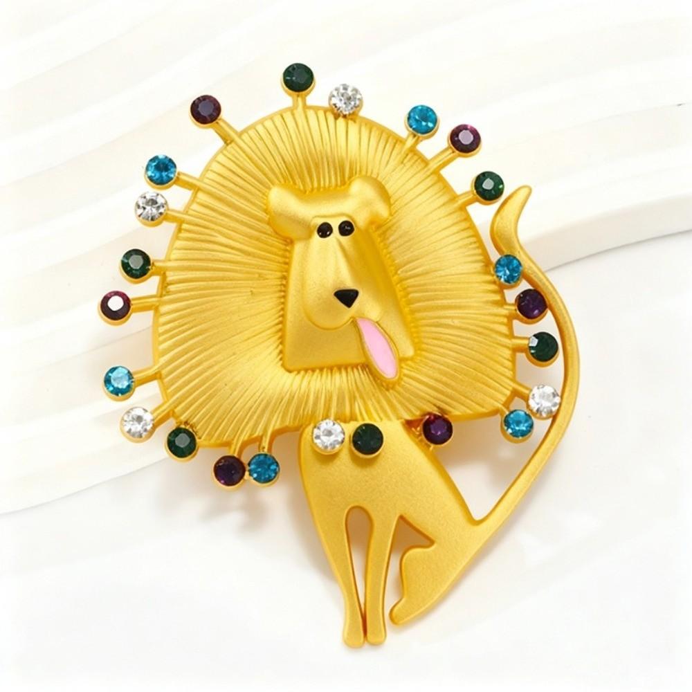 Irregular Lion Rhinestone Brooch Vintage Glaze Badge Pin Suit Accessories  Clothes Accessories