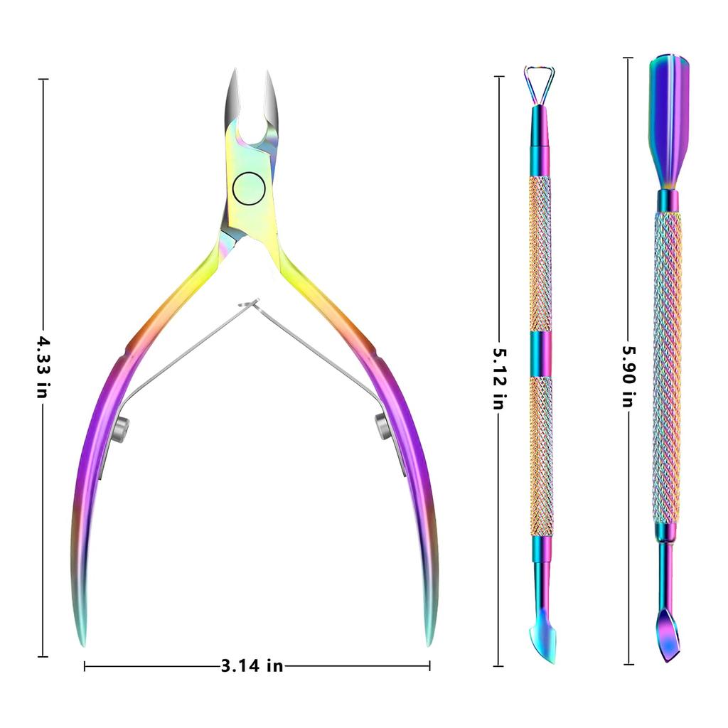 Professional Cuticle Trimmer with Cuticle Pusher and Durable Pedicure Manicure Stainless Steel Cuticle Clipper for Fingernails and Toenails Scissors,