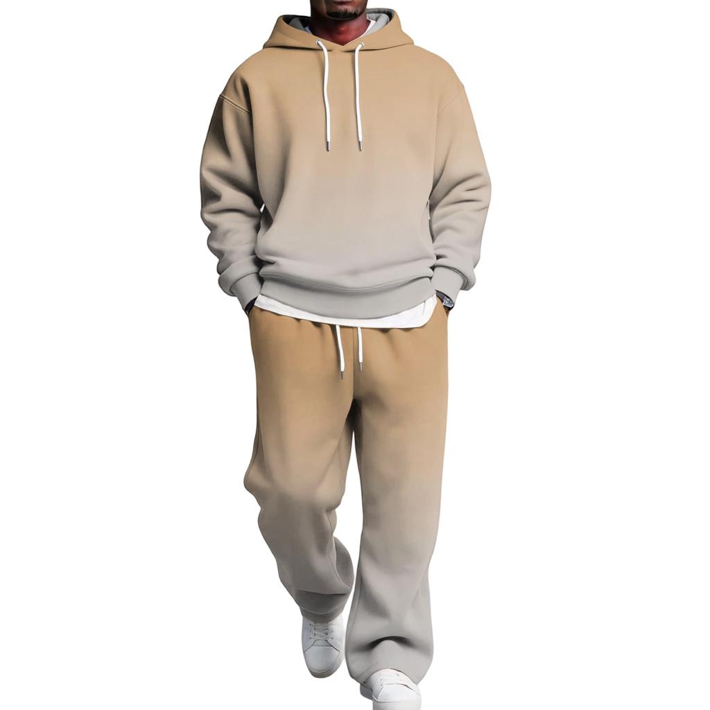 Set da uomo a 2 pezzi con felpa e pantaloni cargo con elastico in vita per abbigliamento casual