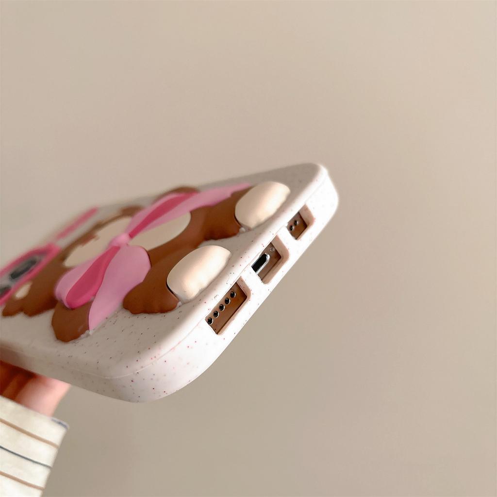 For iPhone 16 Pro Max Silicone Case Cute Bear Glitter Design Shockproof Phone Back Cover