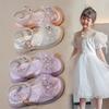 Girls Sandals 2025 Summer New Middle and Older Children's Beach Shoes Foreign Soft-soled Princess Shoes Girls Fashion Crystal Shoes
