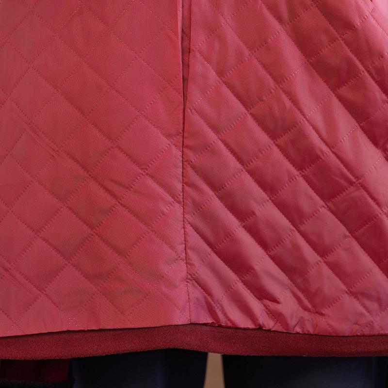 Damen Winterkollektion: Rotes Rattenjahr-Kleid, Wollmantel der Mutter, Baumwolljacke für mittlere und ältere Menschen, Wollmantel im französischen Stil