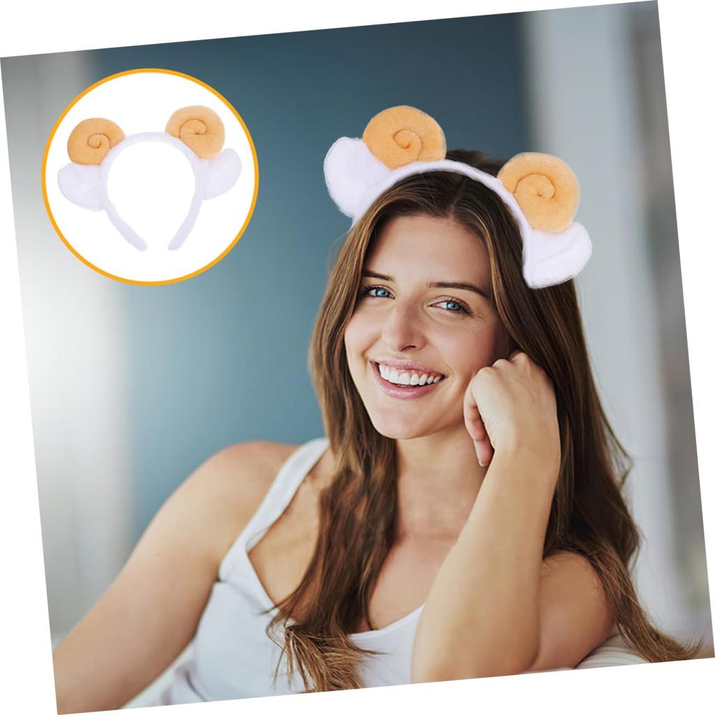 [FOMIYES] 3 Cute Goat Ear Headbands, Plush Sheep Horn Headbands for Birthday Parties and Halloween, Suitable for Kids and Adults, Fashionable and
