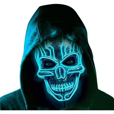 Halloween leuchtende Maske, Totenkopf Horror Maske LED Kaltlicht Party Tanzkostüm Requisiten