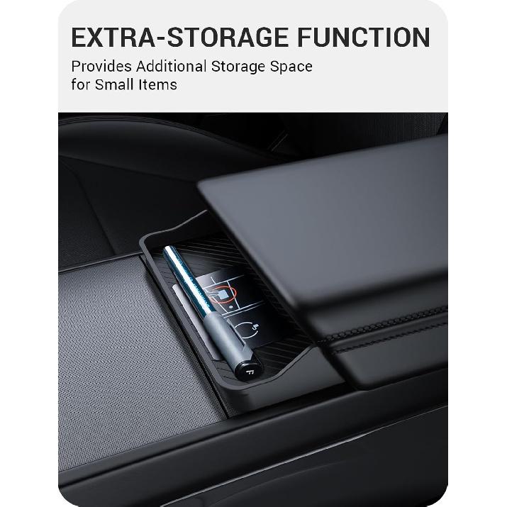 BASENOR 2026 Tesla Model Y Model 3 Center Console Sunglasses Holder, Armrest Key Holder Storage Box For 2025 2026 Model Y Juniper 2024 2025 Tesla 3