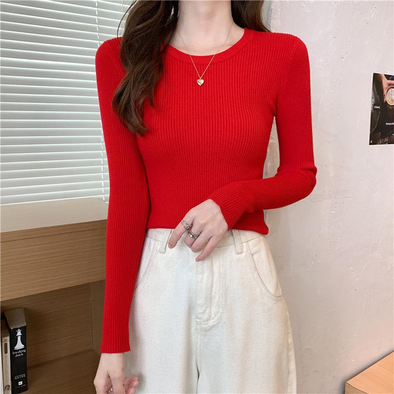 1116 New Slim-fitting Low-necked Sweater Women's Bottoming Sweater Autumn and Winter Long-sleeved Knitted Sweater