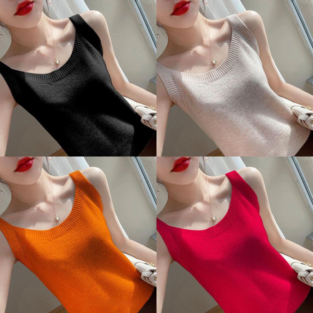 Womens Spring Summer Sleeveless Knitted Tank Top With Embroidery And 3d Effect For Casual Wear