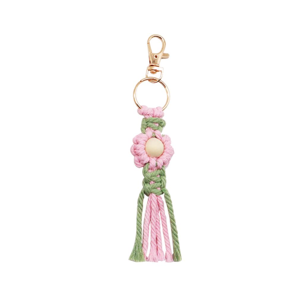 Hand-Woven Cotton Rope Flower Keychain Ornament