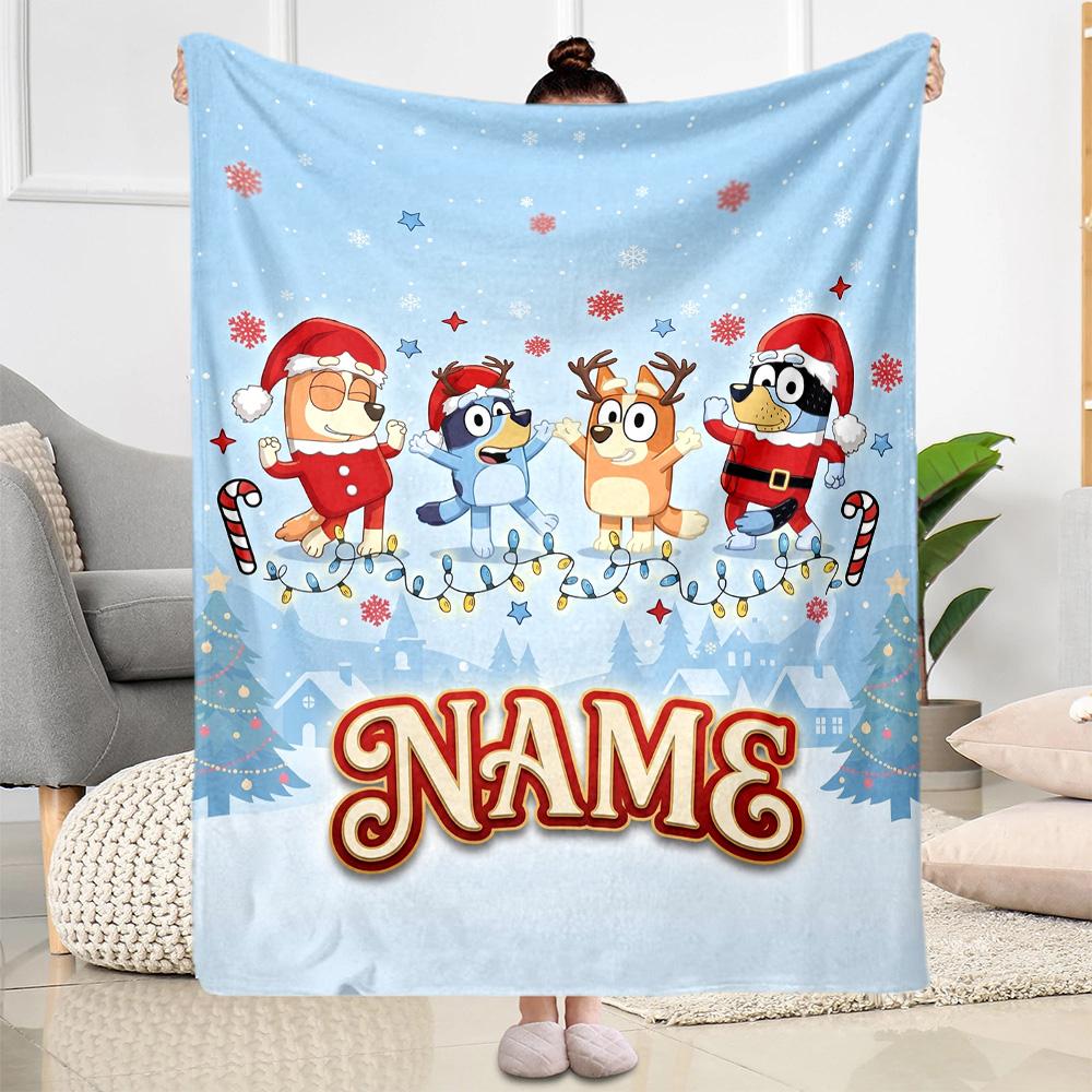 Christmas Adventure City Personalized Text Blanket Multi-purpose Personalized Blanket Soft & Cozy for Nap Picnics Office Chair Bedding