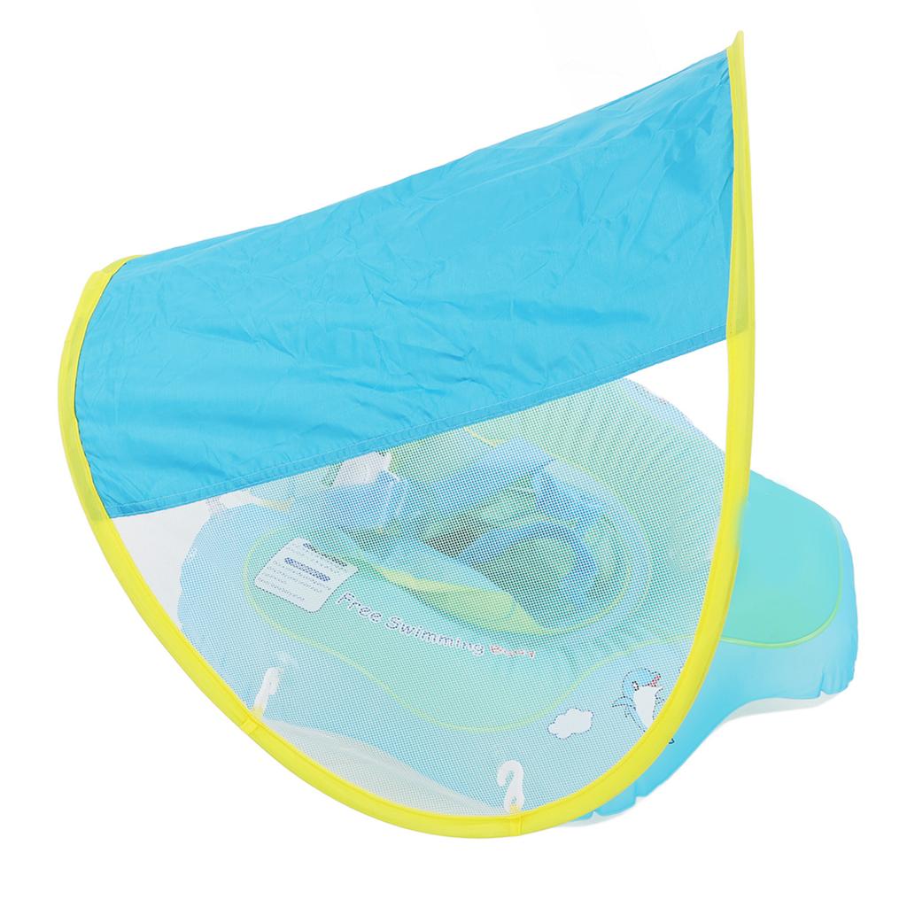 Baby Swim Ring Double Gasbag Rollover Protection Baby Pool Float Ring with Sun Protection Canopy