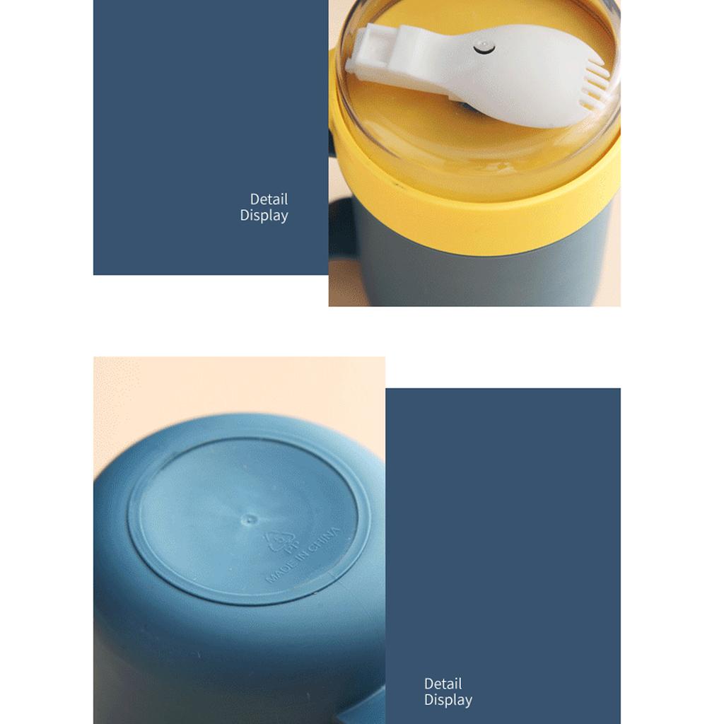 500ml šálek na polévku Přenosné stabilní plastové nádoby na polévku s víkem a lžičkou do kanceláře