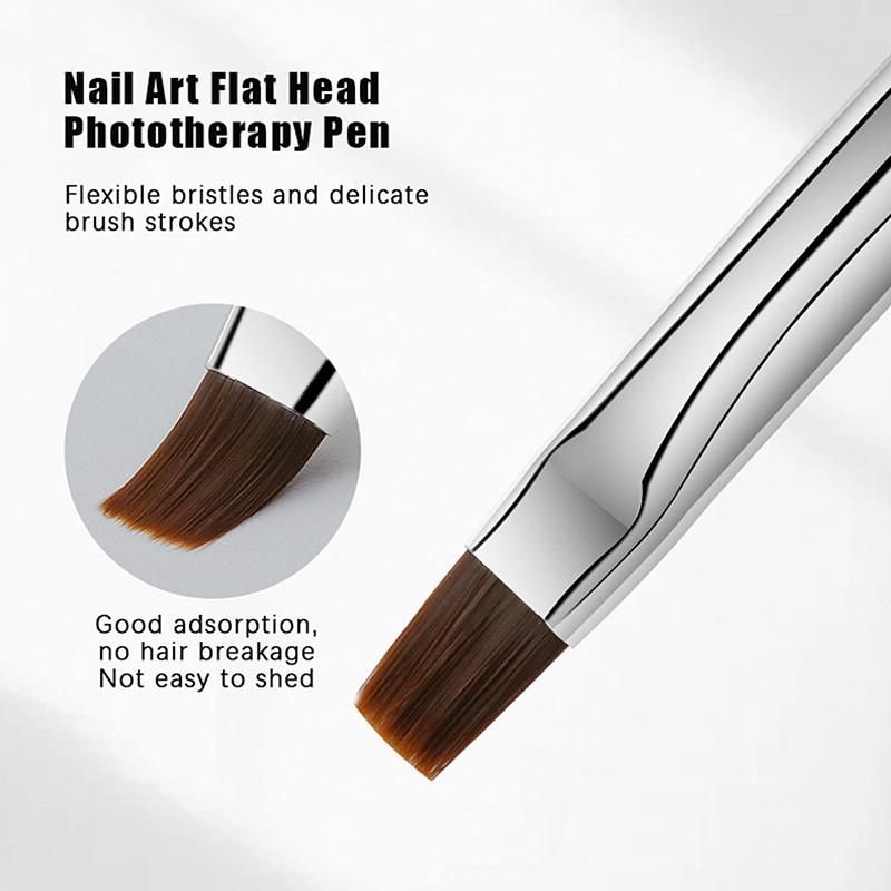 

Белый стержень с плоской головкой УФ-гель, удлиненная кисть для рисования, ручки для рисования ногтей, маникюрный инструмент для маникюрного салона на дому коричневый