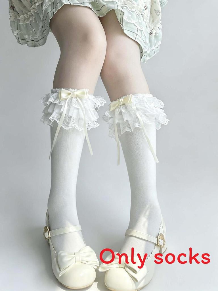 Japanese Lolita Cotton Ankle Socks With Lace Bows For Summer Comfort
