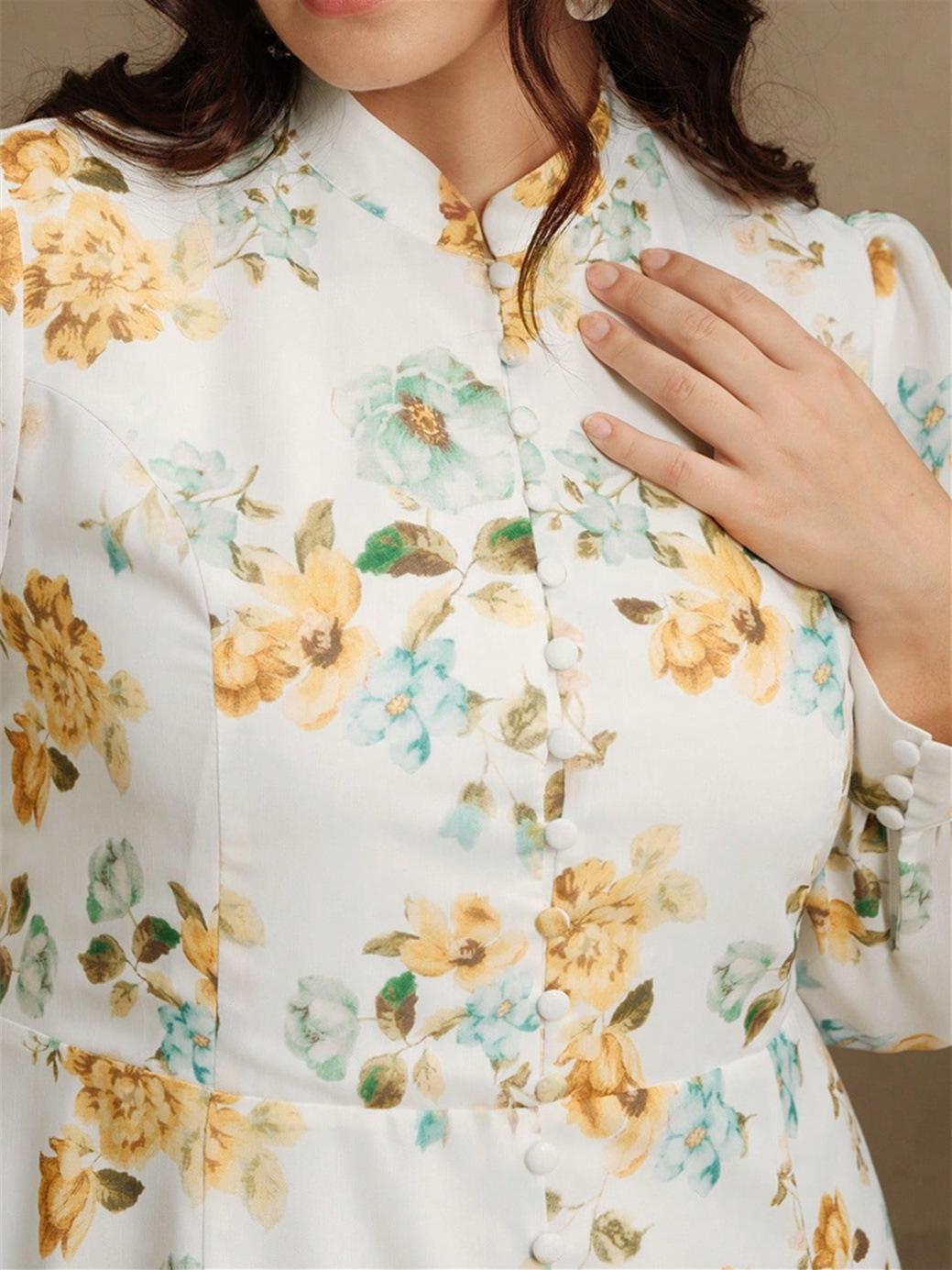 

Элегантное платье с принтом для мусульманок больших размеров на весну/лето 2025 - Мода кросс-границы для Ближнего Востока, Европы и Америки 1XL белый