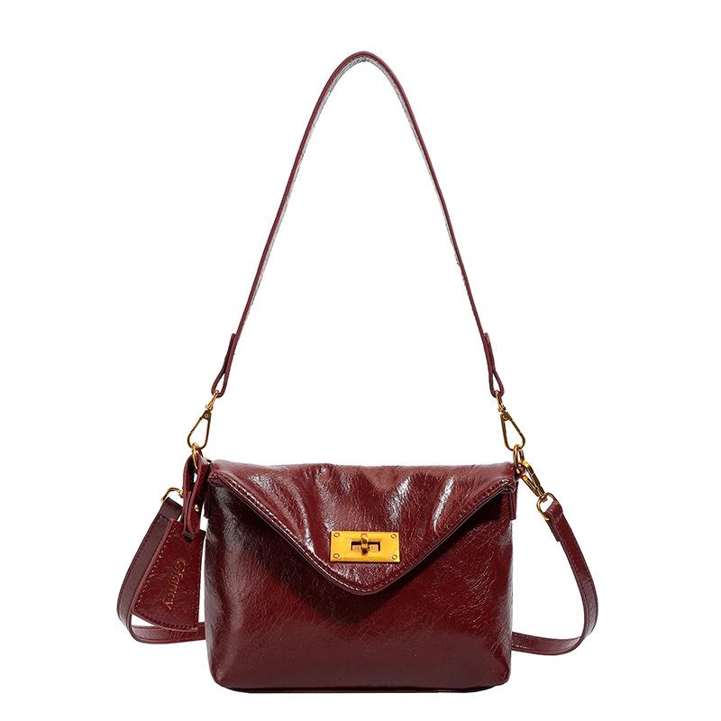 Lazy Wind Lock Single Shoulder Underarm Bag Retro Soft Leather Business Bag Luxury Crossbody Bag