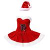 Plus Größe Neujahr Weihnachten Halloween Kleidung Kostüm für Frauen Rot Sexy Kleid Erwachsene Weibliche Phantasie Cosplay Mit Hut
