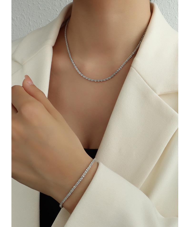 Gypsophila Jewelry Set: Gold-Plated Titanium Steel Chain Bracelet & Chinese Style Necklace for Women