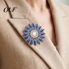 Parties Floral Pin Retro Rhinestone Sunflower Brooch Pin, Lapel with Faux Women Pearl, Metal Flower Badge for Women, Clothing Accessories Decorative