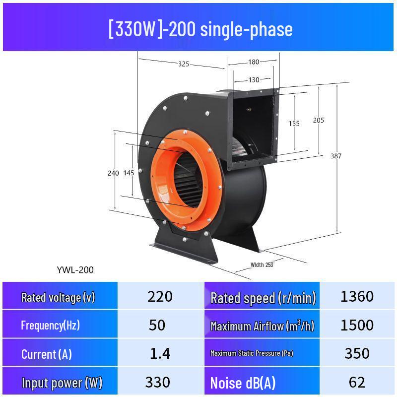 380V High-Power Industrial BBQ Cart Exhaust Fan Blower