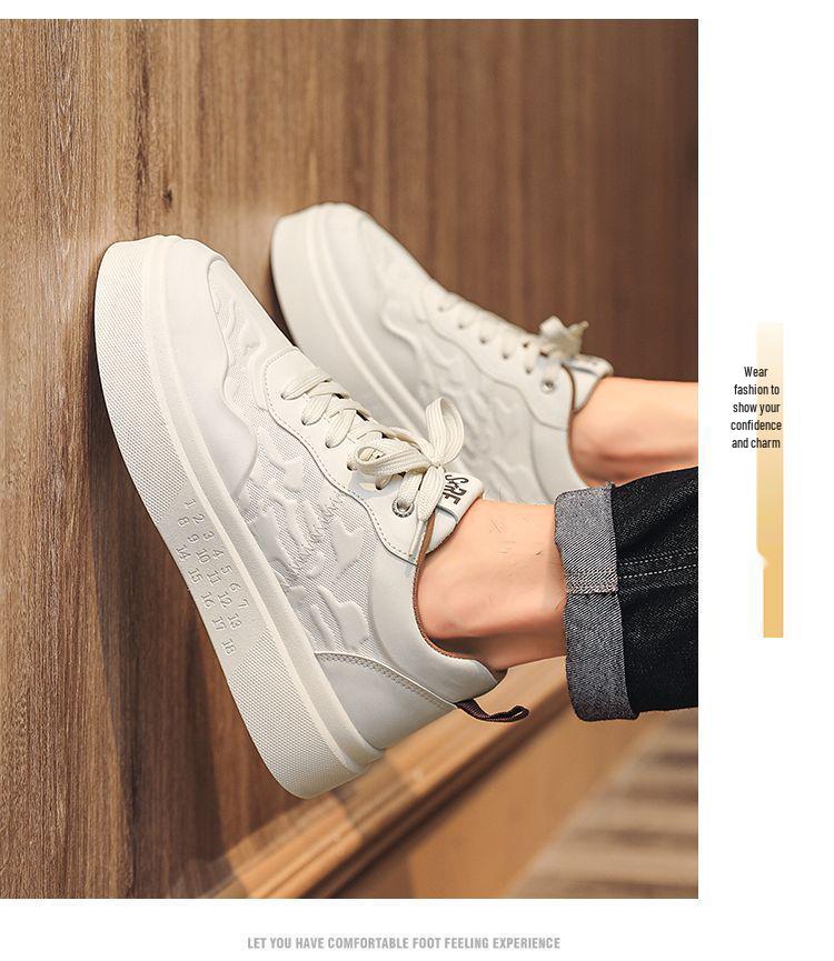 2025 Men's Trendy Thick-Soled White Sneakers: Versatile Autumn Casual Sports Shoes