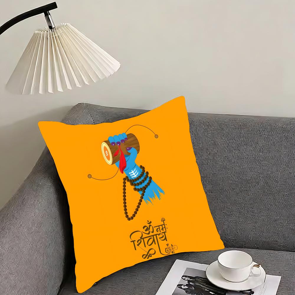 Lord Shiva Hindu God Buddha Cushion Cover Reversible Plush Pillow Cover – For car, sofa, bedroom, perfect as a gift.