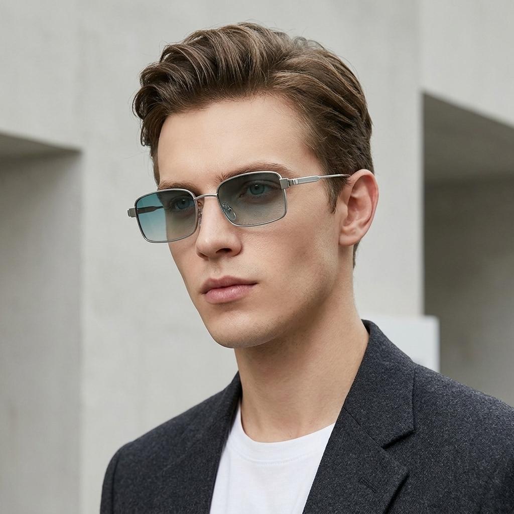 Attractive Glasses Men's Klassnum Lightweight Square Metal Sunglasses Uv400 Protection Gradient Lens Trendy Eyewear For Wo Retro Style Sun Glasses