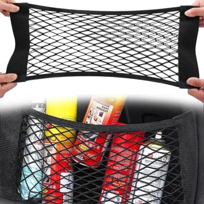Car Seat Back Mesh Trunk Elastic Cage Auto Organizer Seat Back Bag String Net Magic Sticker Universal Storage Bag Pocket