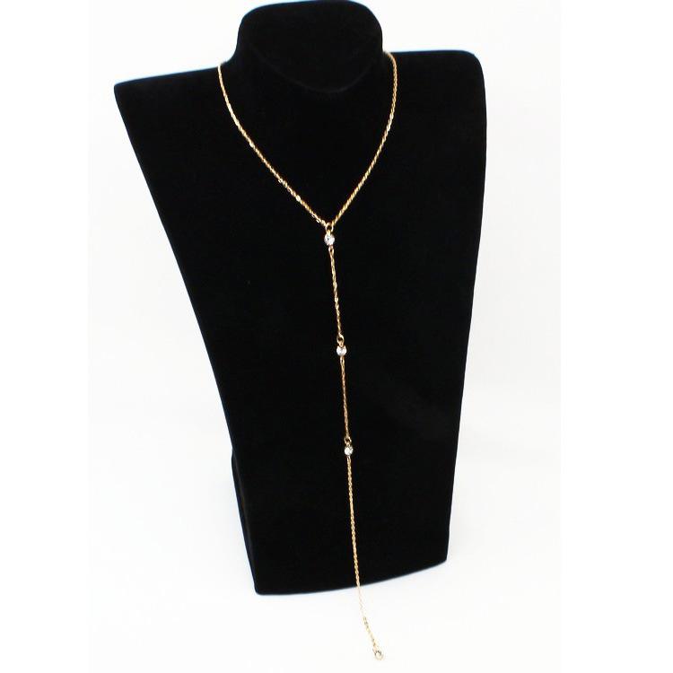 

Sleek Minimalist With Rhinestones Sexy Dew Behind The Back Chain Necklace Body Chain Long Ladies Charm Zircon Accessories