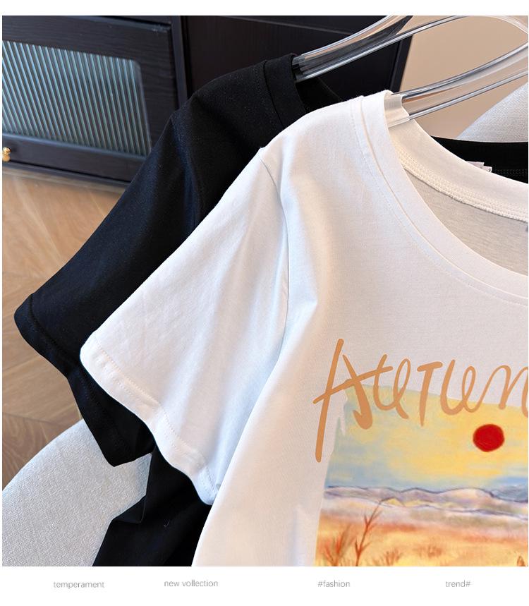 Plus Size Loose Mid-Length Round Neck Short Sleeve T-Shirt for Women