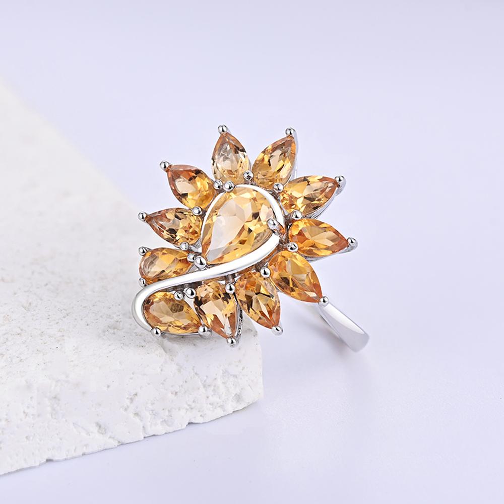 Argint sterling 925 Design superb Citrin natural Piatră prețioasă Inel Bijuterii fine Aniversare & Banchet Cadou pentru femei