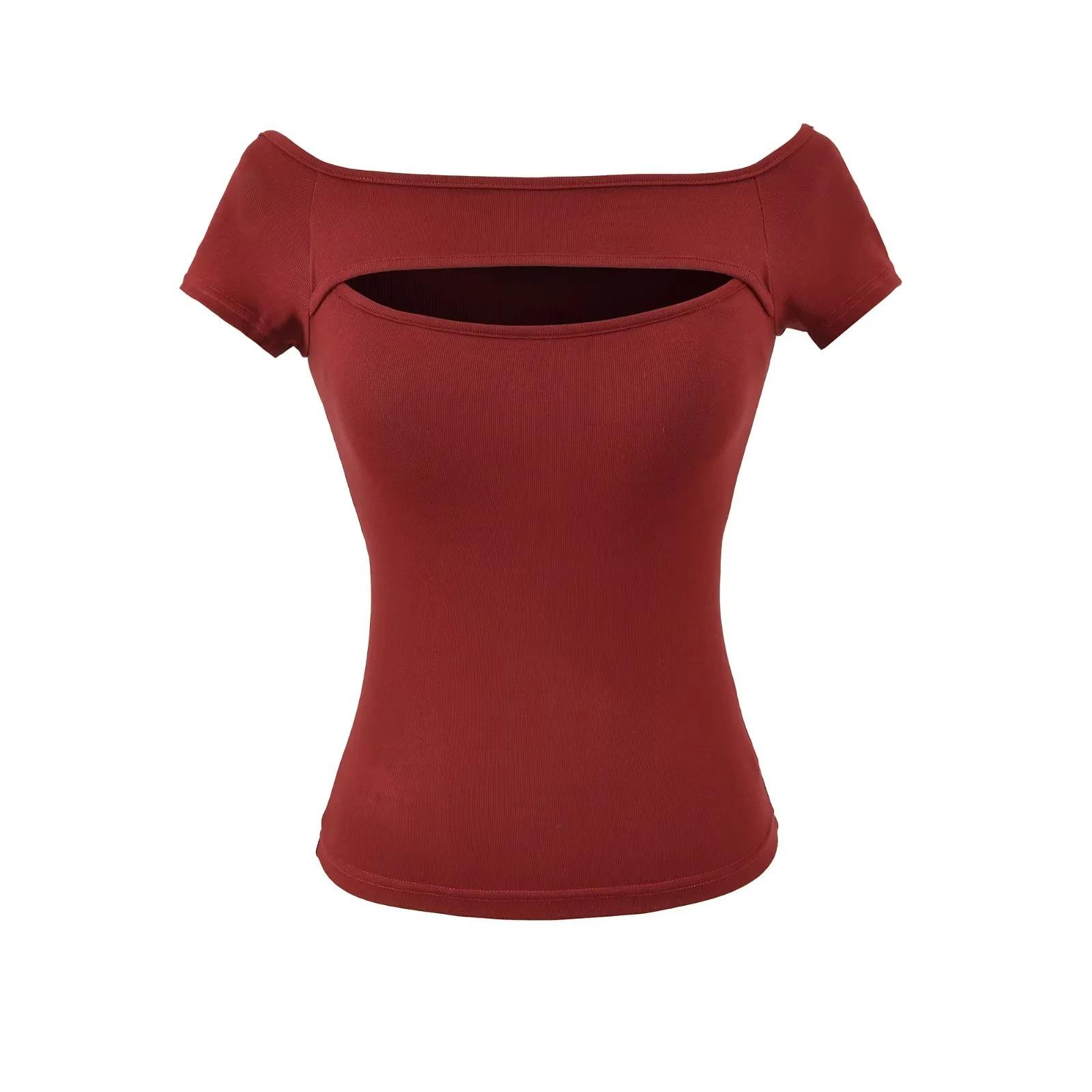 Пикантный укороченный топ на одно плечо с чашечками - Европейский и американский летний стиль Large