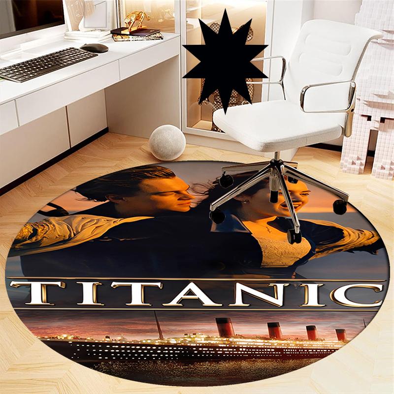 Titanic Printed Round Rug Carpet Chair Rug Area Rug Entryway Doormats,for Office Chair Living Room Bedroom Kitchen Room.