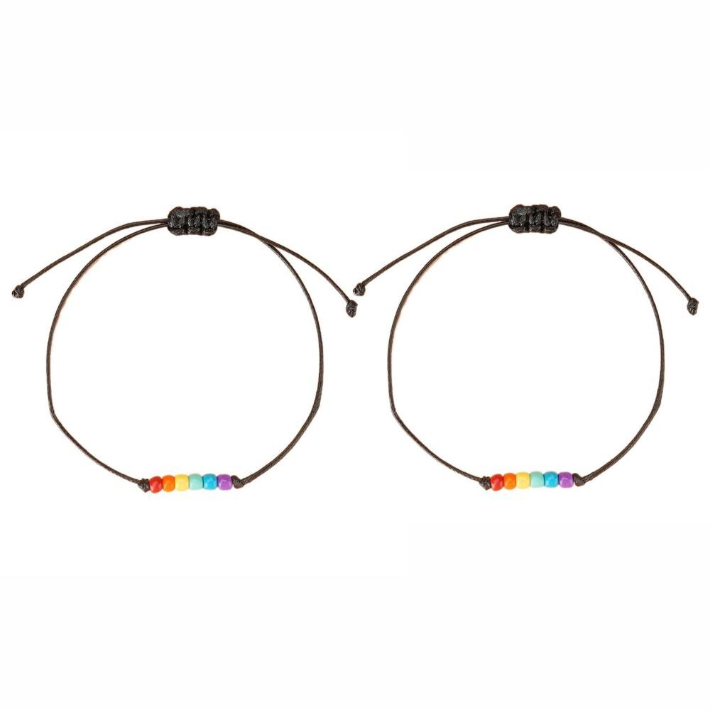 2Pcs Adjustable Rainbow Heart Bracelet Candy Color Friendship Braided Bracelet  Gifts