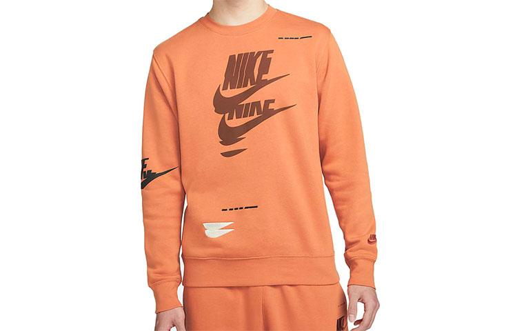 Nike Sportswear Essentials Sweatshirts Men's Orange Crew Neck Thickened Regular DM6876-808